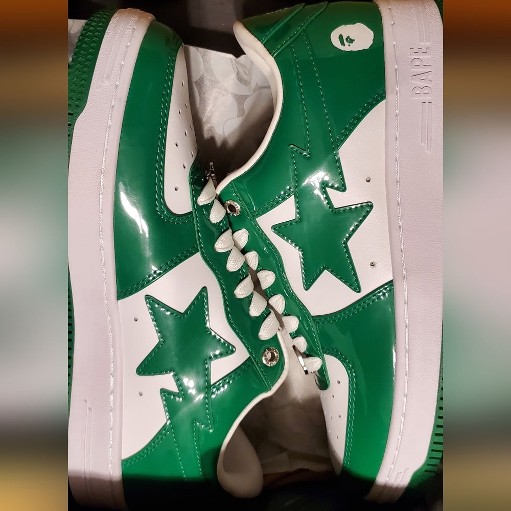 Bape shoes green and white size 8